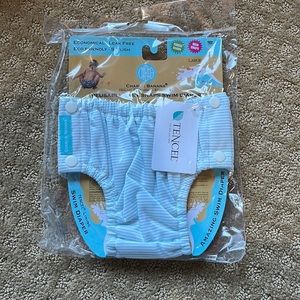 Charlie banana reusable easy snaps swim diaper pencil stripes blue large